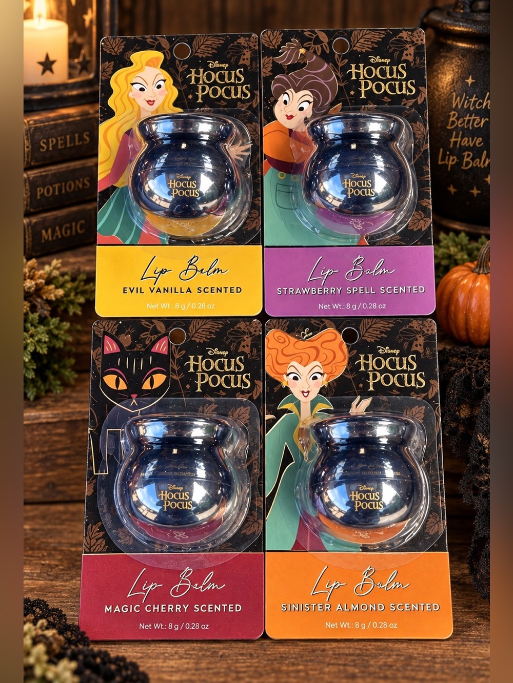4 nwt hocus Pocus lip gloss cauldron containers Salem & the Sanderson sisters